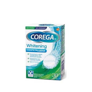 Corega |  Whitening | Καθαριστικά Δισκία Οδοντοστοιχίας με Λευκαντική Δράση |  36s