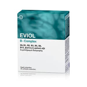Eviol | B Complex | Συμπλήρωμα Διατροφής Σύμπλεγμα Βιταμίνης Β, Φολικό Οξύ & Βιοτίνη | 30 Κάψουλες
