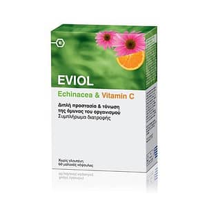 Eviol | Echinachea | Συμπλήρωμα Διατροφής με Εχινάκεια & Βιταμίνη C για την Άμυνα του Οργανισμού | 60 Κάψουλες