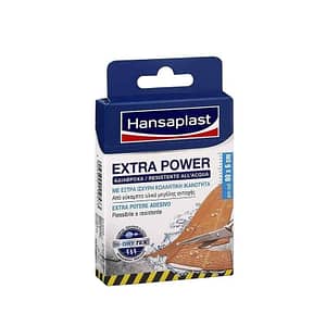Hansaplast Extra Power, Αδιάβροχα, με έξτρα κολλητική ικανότητα, με τεχνολογία HI-DRY TEX, 8 επιθέματα των 10cm x 6cm