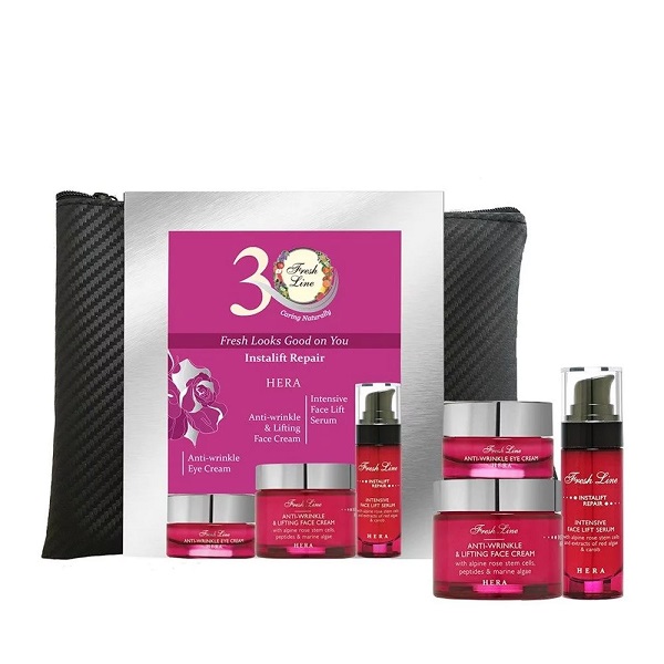 Fresh Line Anti-Wrinkle Face Beauty Bag, Hera Αντιρυτιδική Κρέμα Προσώπου , 50ml & Hera Αντιρυτιδική Κρέμα Ματιών, 15ml & Hera Εντατικός Ορός Lift Προσώπου, 30ml