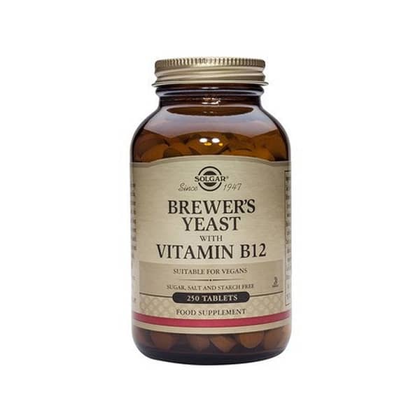 Solgar Brewer’s Yeast with Vitamin B12 Φυσική Μαγιά και Βιταμίνη Β12 250 tabs