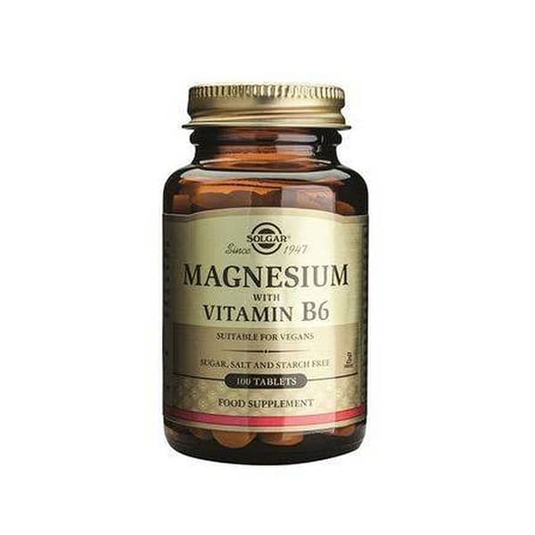 Solgar | Magnesium with Vitamin B6 | Τόνωση νευρικού συστήματος , Ανακούφιση από Κράμπες | 100tabs