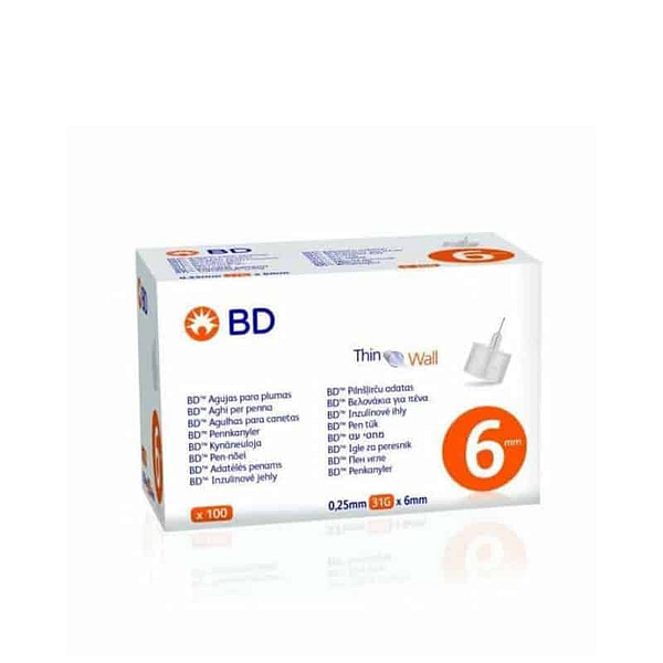 BD Thin Wall Αποστειρωμένες Βελόνες για Πένες Ινσουλίνης 31GX6MM, 100 Tμχ BD Δείτε όλα τα προϊόντα BD