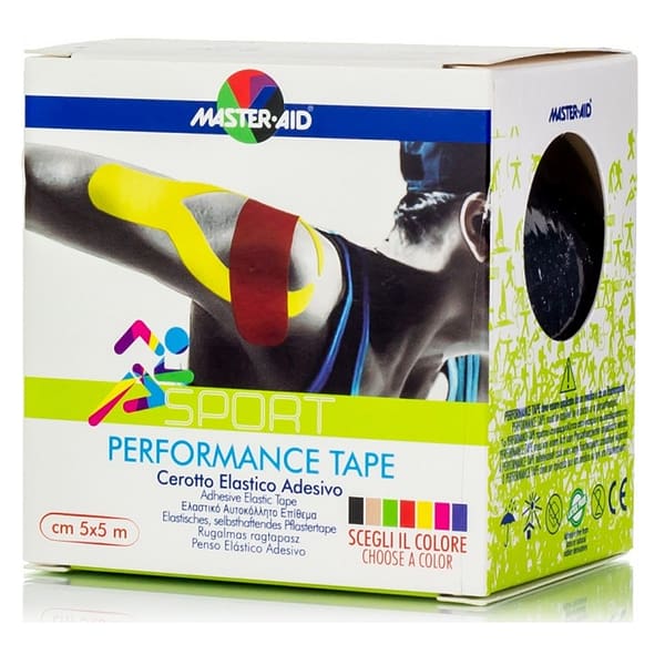 Master Aid Sport Performance Tape Μαύρο Ελαστικό Αυτοκόλλητο Επίθεμα 5cm x 5