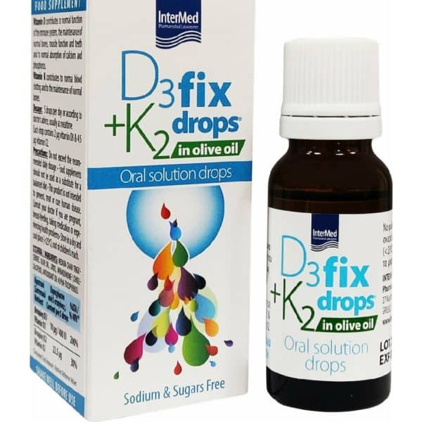 Intermed D3 & K2 Fix Drops in Olive Oil Oral Drops Συμπλήρωμα Διατροφής για το Ανοσοποιητικό σε Υγρή Μορφή 12ml